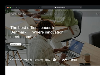 Hero section book booking branding button cta figma header hero section leading companies navigation office space social proof trusted by ui ux web design webdesign website work workplace