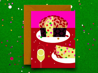 Panettone season christmas colorful festive flat greeting card holiday holiday season illustration italian italy party pastry postcard season greetings sweet traditional xmas