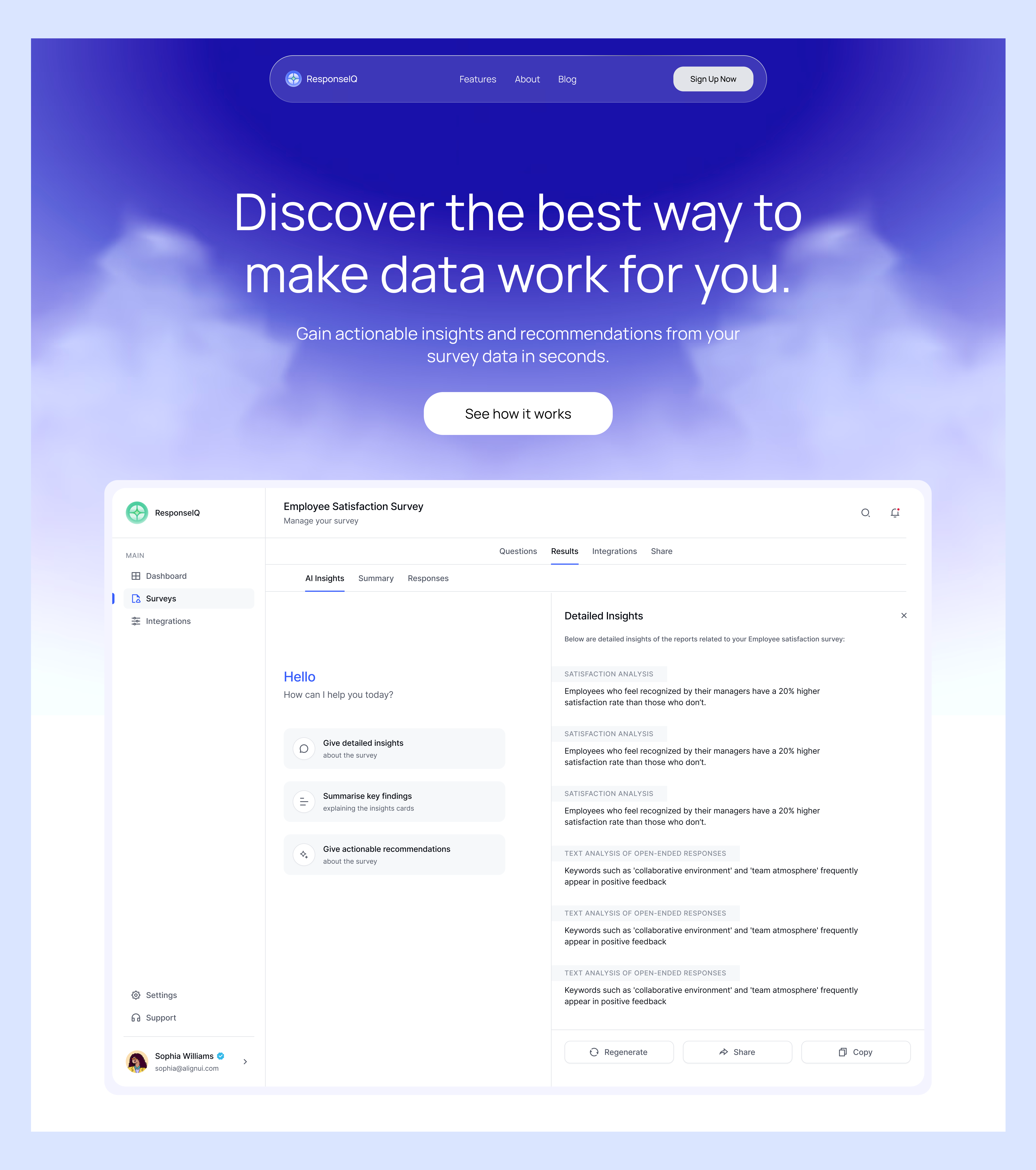 AI Survey Landing Page ai ai website data analytics landing page survey survey website ui