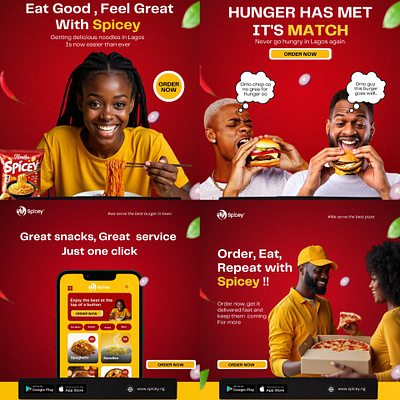 Social media designs for spicey ( a food brand ) food brands food social media designs graphic design social media designs