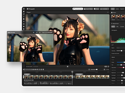 Mongedit - Your Creative Video Editing, Dashboard ai video editor dashboard design editing editing tools editor effect menu maximal minimal saas software ui video video editing tool video editor video maker video timeline video tool web design workspace