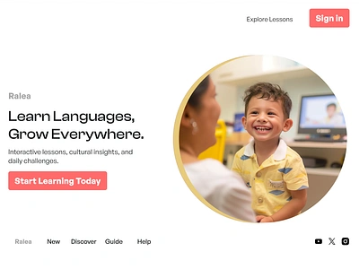 Kids language learning platform landing page design designing landing page ui ux website design