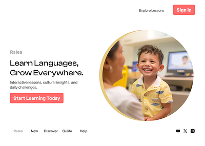 Kids language learning platform landing page design designing landing page ui ux website design