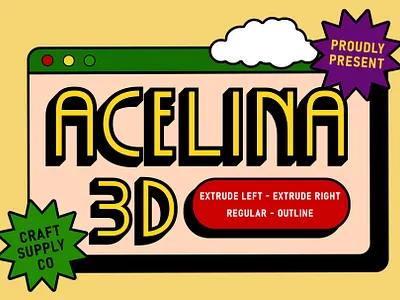 Acelina 3D 3d art deco creative design font lettering logo modern sans serif typeface