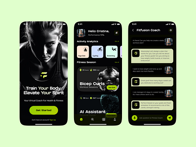 Fitness App Design ai assistant app design bodybuilding design figma figma design fitness ai app fitness assistant gym website health app nutrition app prozyner rifat ony ui ux website design workout workout app xercise app