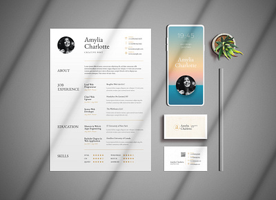 Amylia Minimal Resume Set job resume template