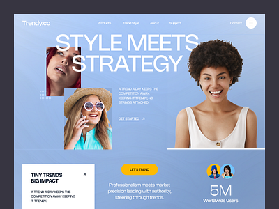 Trendy.co fashion and style website design ecommerce fashion landing page layout layout design modern design style ui unique design web design website