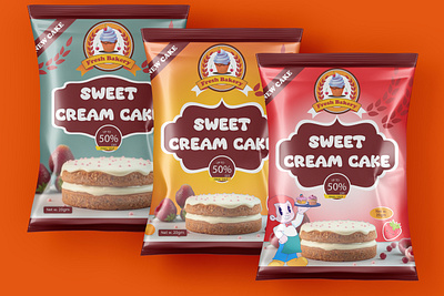 Cream Cake Packaging Design box design cake design cake packaging label cake packagingdesign graphic design label design package pouch design product design