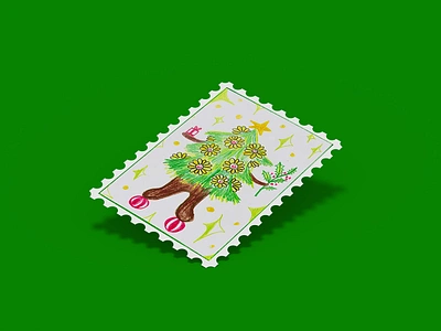 winterdinosaur bear blomming card christmas christmastree flower greeting card hand drawn illustration sketching stamp vietnam