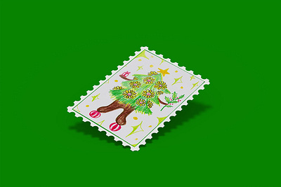 winterdinosaur bear blomming card christmas christmastree flower greeting card hand drawn illustration sketching stamp vietnam