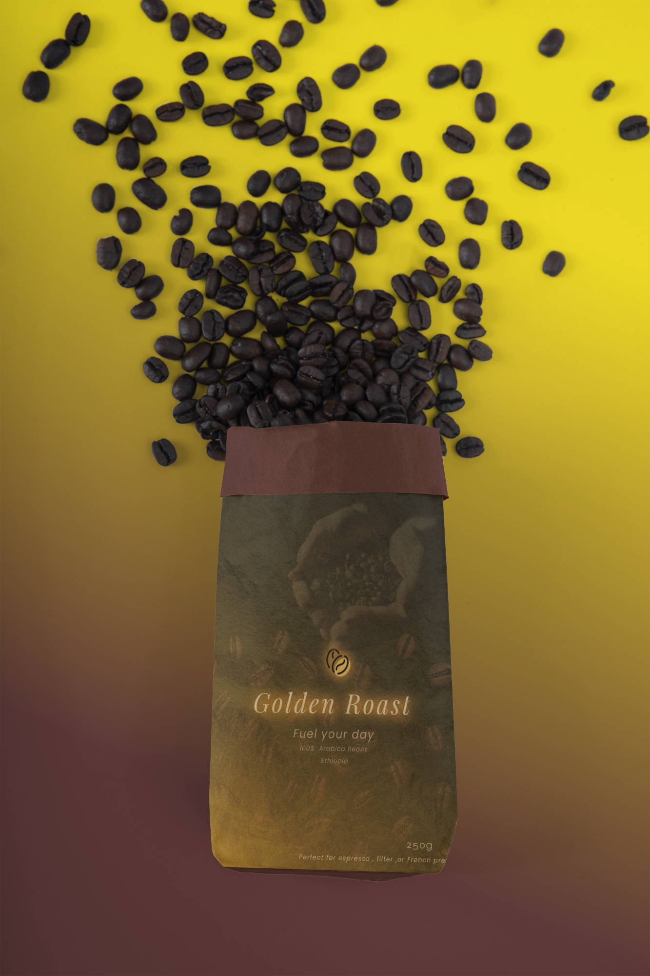A Taste of Elegance: Golden Roast Packaging adobe photoshop branding campaign design creative branding design digital design graphic design illustration layout design ui