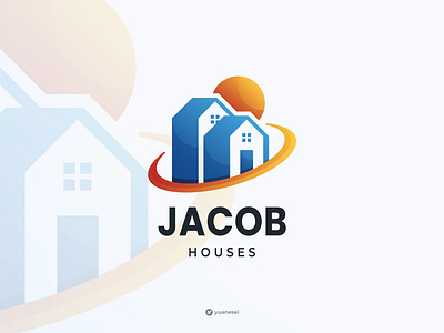 JACOB Houses Creative Logo Design brand identity branding colorful construction design gradient home icon home logo house logo identity illustration logo mark real estate real estate branding real estate logo vector