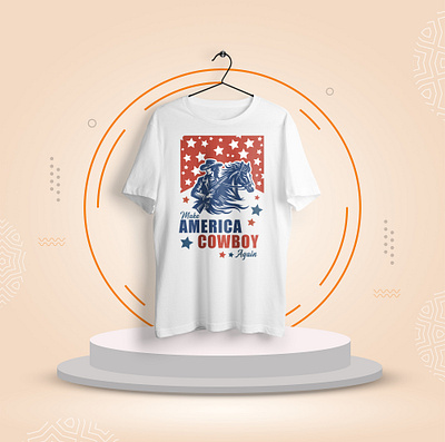 American cowboy t shirt design vector 194 apparel clothing design graphic illustration tee typography ui