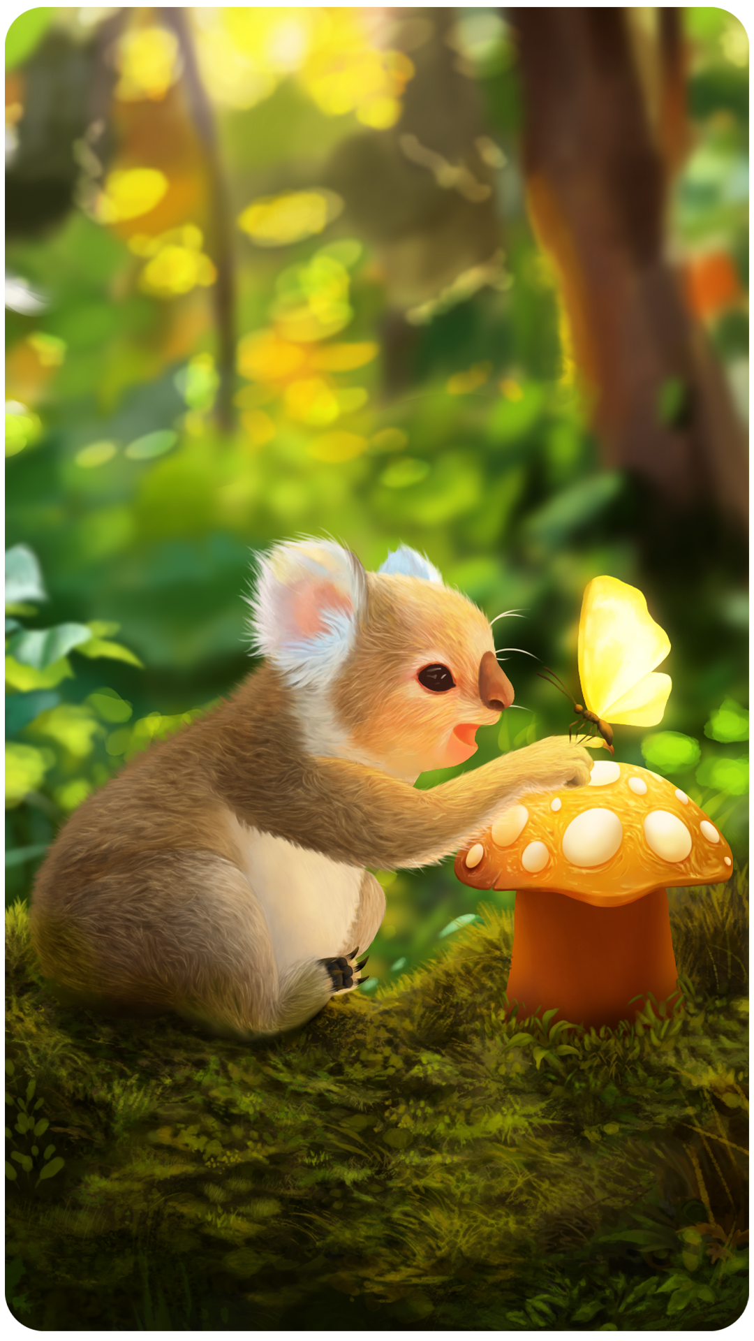 Koala and Glowing​​​​​​​ Butterfly childrens book childrens illustration digital art digital illustration digital painting illustration