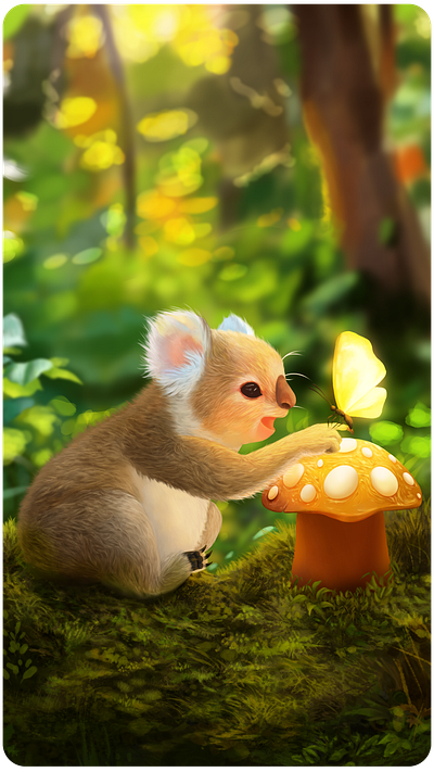 Koala and Glowing​​​​​​​ Butterfly childrens book childrens illustration digital art digital illustration digital painting illustration