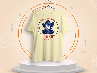 Trump Cowboy T-Shirt Design Vector 199 apparel clothing design graphic illustration tee typography