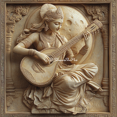 Goddess Saraswati 3d goddess goddess saraswati graphic design hindu logo motion graphics saraswati