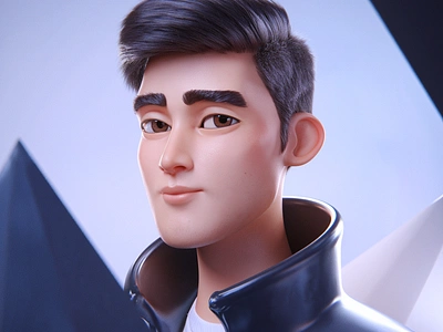 3D Render of the Ultimate Cool Guy: Smirk, Side-eye & Jacket 3d 3d animation 3d art 3d character design 3d illustration 3d modeling 3d render 3d sculpting bad boy character blender blender 3d character design cinematic 3d cool guy digital character rebel vibes stylized 3d zbrush