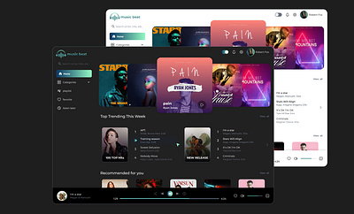 music dashboard UI design- dark/light mode branding dark mode dashboard figma light mode music dashboard music web plugin theme ui design user interface ux design variable web design