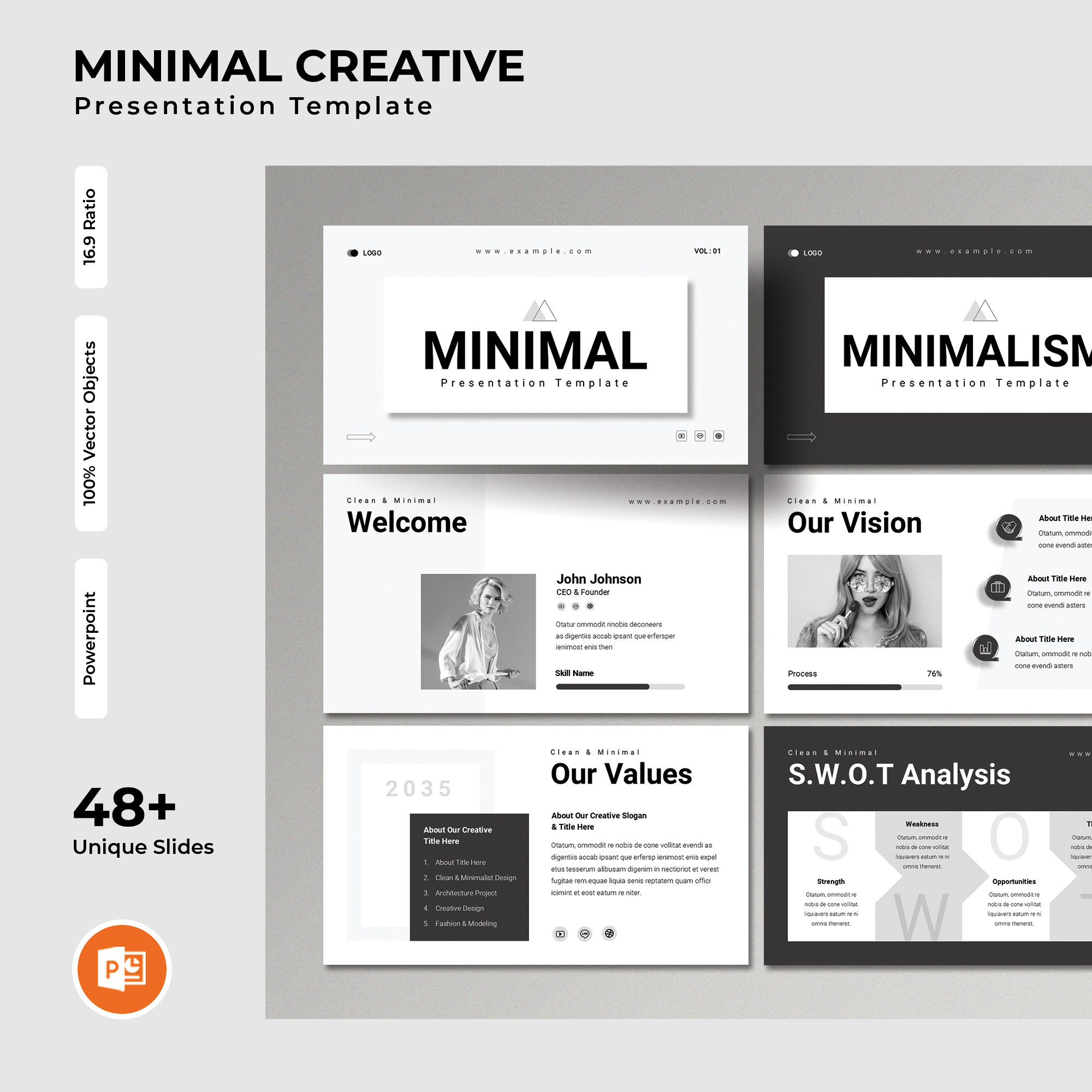 Minimal Creative Presentation Template app branding business creative design graphic design illustration logo minimal minimalist pitch deck pptx presentation social media template typography ui ux vector