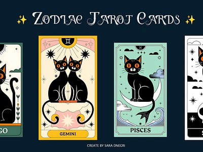 Zodiac Cards Tarot Design art drawing graphic design illustration tarot cards zodiac