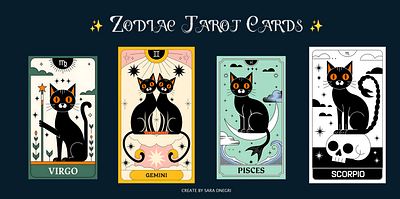 Zodiac Cards Tarot Design art drawing graphic design illustration tarot cards zodiac