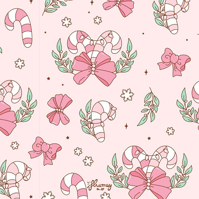 Candy Canes Christmas candy cane christmas coquette cute fabric pattern pink seamless simple