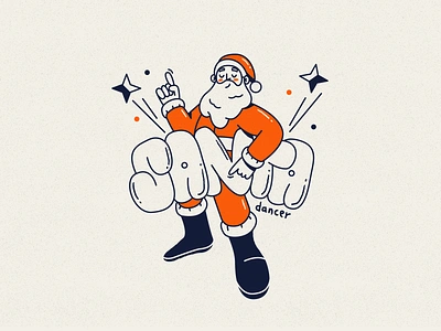 Santa dancer 🎅 character christmass dancer happy happynewyear illustration marrychristmass newyear oldschool outline santa star