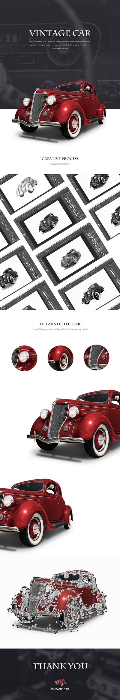 ps hand drawing - classic car design illustration