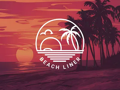 Beach Liner beachlife beachready beachresort beach🌊 booking branding custom t shirt graphic design illustration logo miamibeach seabeach trivago vector