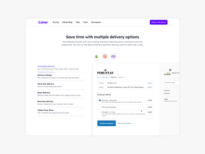 Quiver – Delivery options delivery web design website