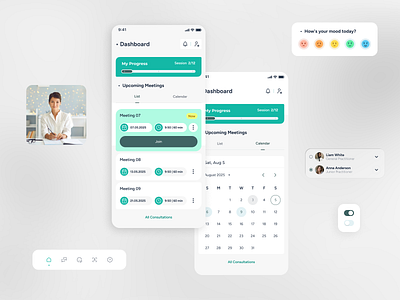 HealthPoint - Mental Health Mobile App consultations online health app medical app mental mental health mental stress self care self help mobile therapy ui ux user experience user interface welness