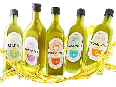 Organic oil branding illustration label oil package product vector