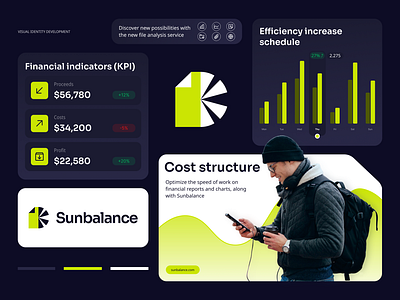 Sunbalance📈 ai ai logo app bank cost digital finance fintech graphs green minimalist saas software tech