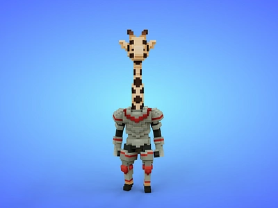 Giraffe Knight Voxel Character - 3D Lowpoly Fantasy Creature 3d 3d character 3d model aniamls animal character fantasy game art game asset giraffe knight lowpoly magicavoxel unity3d unrealengine voxedit voxel art warrior