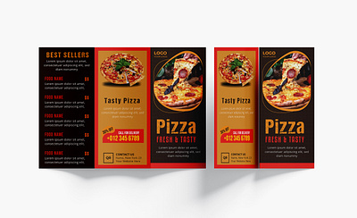 Pizza trifold restaurant menu template design print