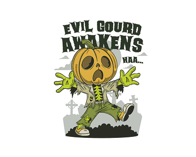 Evil Gourd Awakens apparel design art character design characterdesign characters cute art cute illustration design evil gourd illustration pimpkin cartoon pumpkin pumpkin character pumpkin zombie retro art retro pumpkin retro zombie zombie zombie cartoon