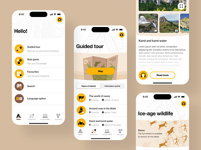 Szeleta app application mobile app primeval park ui design