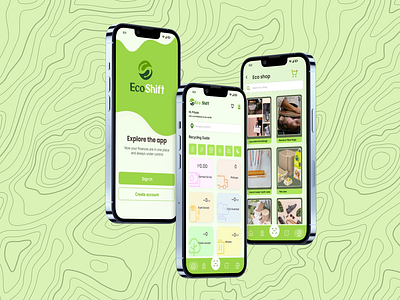 ECO SHIFT WASTE MANAGEMENT MOBILE APP 3d ai animation branding design eco ecoshift graphic design logo management map recycle ui waste