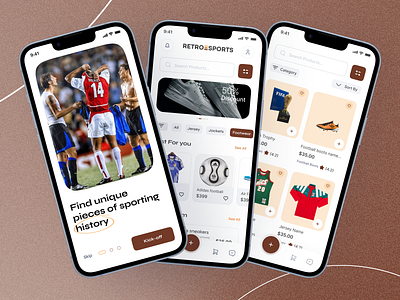 Sporting History Related Mobile App Design . football boots historic jerseys historic sports finds iconic sports artifacts legendary footwear retro sports apparel sports legacy sports memorabilia ui vintage jerseys