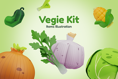 3D Vegie Kit 3d blender iconpack illustration vegan