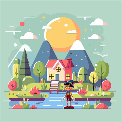 Landscape illustration 2d landscape adobe illustrator digital art drawing landscape illustration 2d landscape art