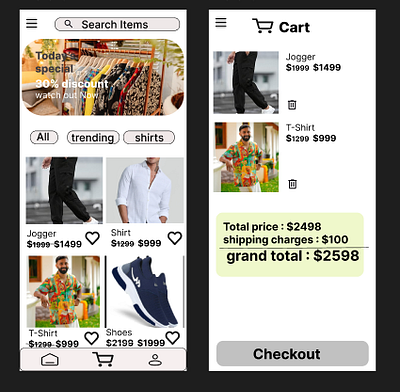 Shopping app ui