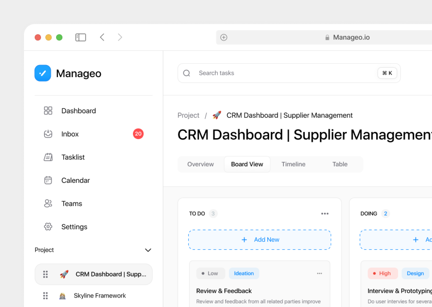 Manageo | Project | Dashboard Task Management dashboard management task