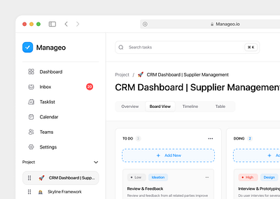 Manageo | Project | Dashboard Task Management dashboard management task