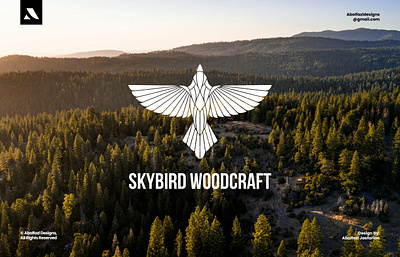 Skybird Woodcraft Logo Design bird logo carpenter carpentry craft evergreen forest hand lettering handmade logo design nature pine saw tree wood woodcraft woodcraft logo wooden woods woodshop woodworking