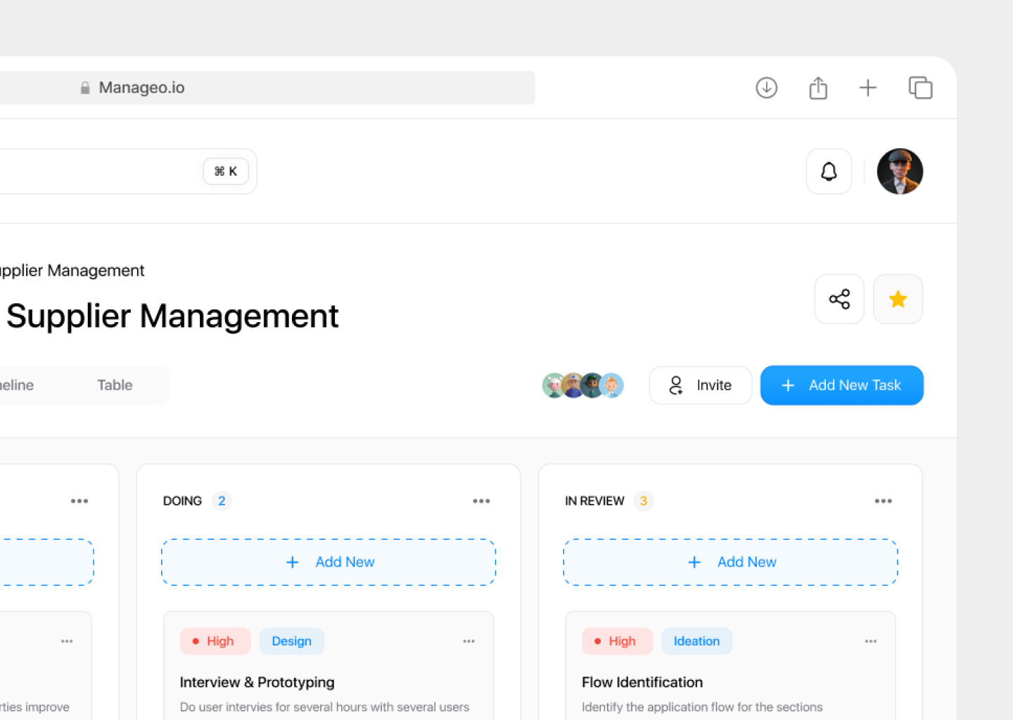 Manageo | Project | Dashboard Task Management