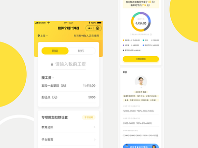 Individual Income Tax Calculator app design ui