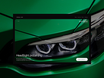 Detailing Studio (Service Page PC) car clean dark design detailing minimal ui ui design uiux web design website