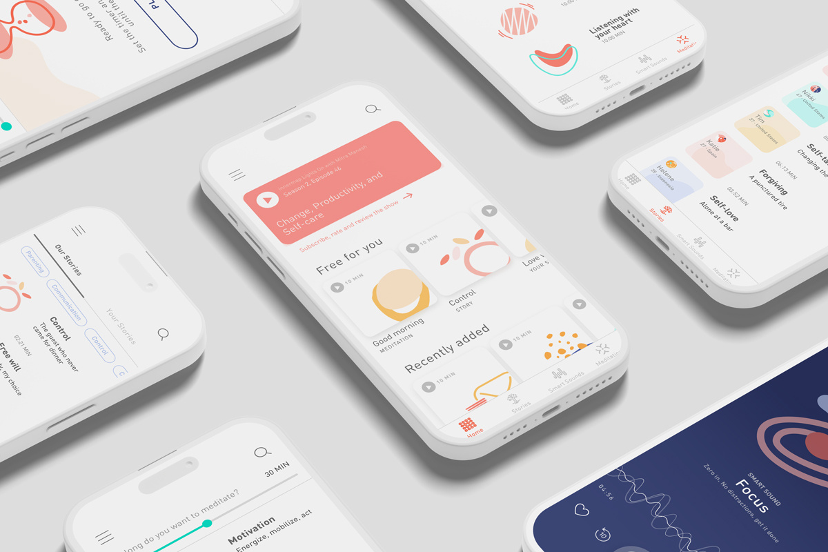 innermap — Mindfulness App app design branding illustration logo design meditation app mindfulness mobile app product design prototyping ui ui design ux ux design visual identity wellness